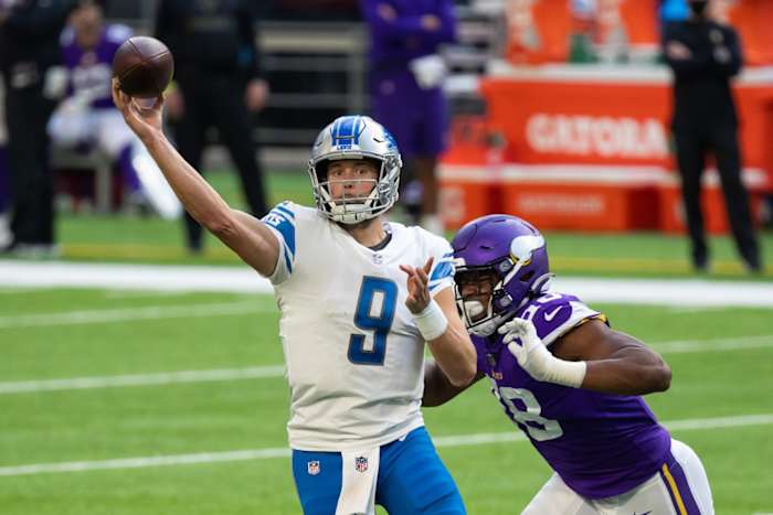 Matthew Stafford Throw Minn © Brad Rempel-USA TODAY Sports